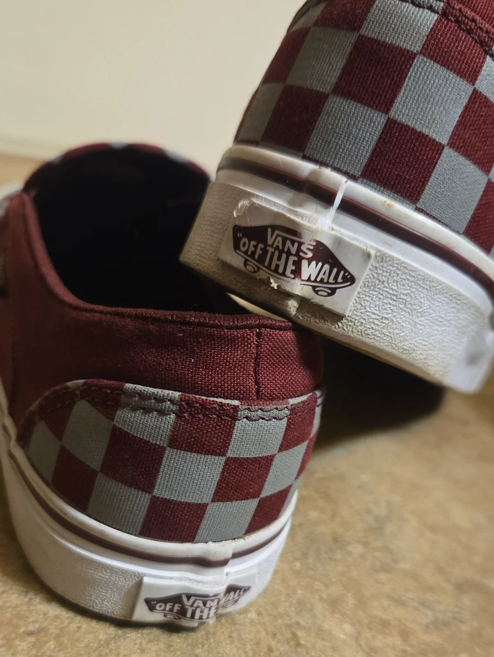 Burgundy/Maroon & Gray VANS